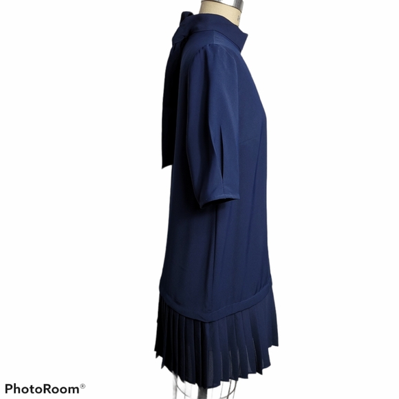 ZARA Navy Blue Pleated Dress, Size XSMALL - Picture 2 of 16